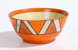 Clarice Cliff Newport Pottery Bizarre bowl, the body decorated with orange and brown triangles above