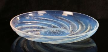 Rene Lalique Poisson pattern glass dish, raised signature to centre, 25.5cm diameter