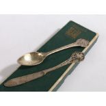 Omar Ramsden (1873-1939), George VI Arts and Crafts silver butter knife and preserve spoon, London