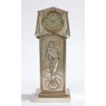 Edward VII Art Nouveau silver mantle clock, London 1902, maker William Hutton & Sons Ltd. the
