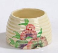 Wilkinson Ltd porcelain preserve pot, the ribbed tapering body with foliate decoration, 4.5cm high