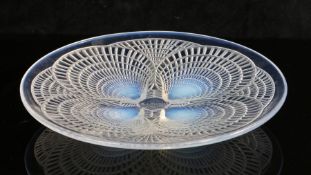 Rene Lalique "Coquille" pattern glass dish, inscribed R. Lalique France to base, 16cm diameter