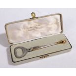 W & S Sorensen Danish silver bottle opener, the gadrooned tapering handle with gilt pierced crown