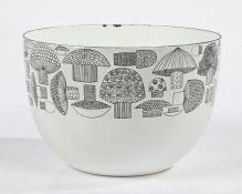 Kaj Franck for Finel, a Finnish white enamel circular table bowl, the exterior decorated with a band