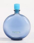 Rene Lalique Worth blue glass perfume bottle, the branded bottle with sticker "JE REVIENS", 9.5cm