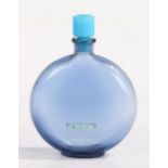 Rene Lalique Worth blue glass perfume bottle, the branded bottle with sticker "JE REVIENS", 9.5cm