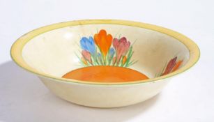 Clarice Cliff Royal Staffordshire Crocus pattern bowl, the body decorated with crocuses around an