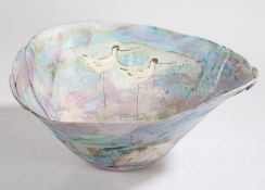 Peta Whiting (20th Century British), a Kimberley Hall Pottery "Wader" terracotta bowl, the