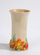 Clarice Cliff Wilkinson Ltd. My Garden pattern vase, the body with raised orange foliate decoration,