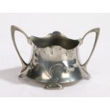 WMF Art Nouveau sugar bowl, the pierced arched handles flanking the stylised foliate cast body,