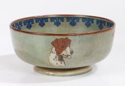 Royal Doulton 'Titanian' bowl, after Cecil Aldin, the centre decorated with a seated dog smoking a