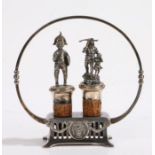 WMF bottle stopper stand, with circular beaded loop handle above a pierced swag decorated base