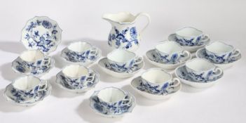 Meissen, a pair blue and white tea service, to include six cups and saucers, five smaller cups