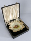 F. Howard Cogent China Longton Stoke on Trent porcelain nut dish, the scalloped dish with fruiting