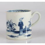 A Worcester Porcelain Coffee Can, circa 1775, painted in underglaze blue with the Waiting Chinaman