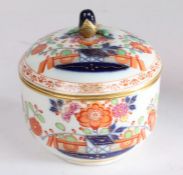 Meissen porcelain pot and cover, the later acorn finial above a domed cover decorated with