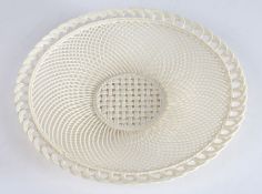 Belleek three strand lattice plate, circa 1955-1979, with arched three strand border and lattice