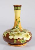 Doulton Lambeth Faience vase decorated by Matilda S. Adams, the fluted tapering neck above a bulbous