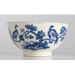 First period Worcester bowl decorated in the "Birds in Branches" pattern, circa 1770 the body