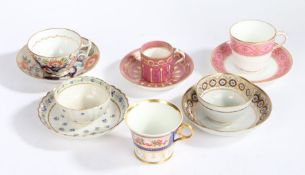 A collection of 19th Century porcelain cups and saucers, to include a Chamberlains Royal China