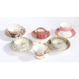 A collection of 19th Century porcelain cups and saucers, to include a Chamberlains Royal China