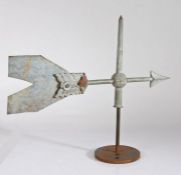 A 19th Century metal weathervane, of arrow form with feathered detail, possibly from a lighthouse,