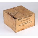 Brown Barretts Whale Meat storage box, the box for 4 doz 16oz cans, produce of New Zealand, 42cm