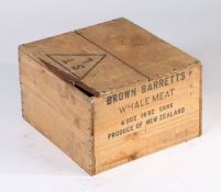 Brown Barretts Whale Meat storage box, the box for 4 doz 16oz cans, produce of New Zealand, 42cm