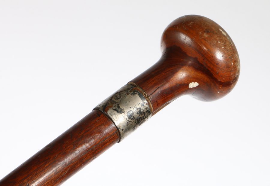 Of Cornish wrestling interest: A 'stickler's' (referee) stick, turned wood with bulbous knop,