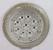 A Victorian sorcerer's mirror, circular form with nine central convex roundels, within etched