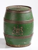 Rare early 20th century shop display tin toleware advertising barrel for Colman’s mustard, with