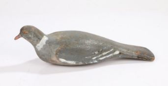 Early 20th Century decoy pigeon, painted in grey with a painted metal beak and screws set for eyes