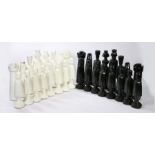 A large-scale garden/conservatory chess set, 1970's/1980's, painted in white & black, together
