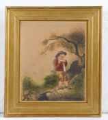 S. Sudell (early 19th century) Mischievous boy with sack in landscape, signed and dated Dec 23rd