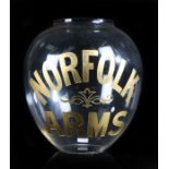 A large late 19th century / early 20th Century Public House glass advertising lamp light globe,