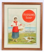 An early 20th Century lithographic seaside pictorial advertising show card for 'HUDSON'S SOAP,