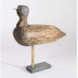 An early 20th century French wooden primitive decoy shorebird, Baie de Somme, Normandy, signs of