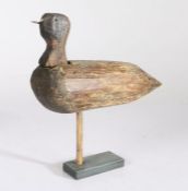 An early 20th century French wooden primitive decoy shorebird, Baie de Somme, Normandy, signs of