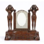 An unusual 19th Century walnut photograph frame stand, possibly American, of architectural form with
