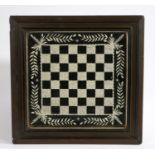 A Victorian Folk Art mirrored chess board, etched squares within foliate border, moulded wooden