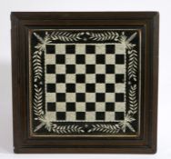 A Victorian Folk Art mirrored chess board, etched squares within foliate border, moulded wooden