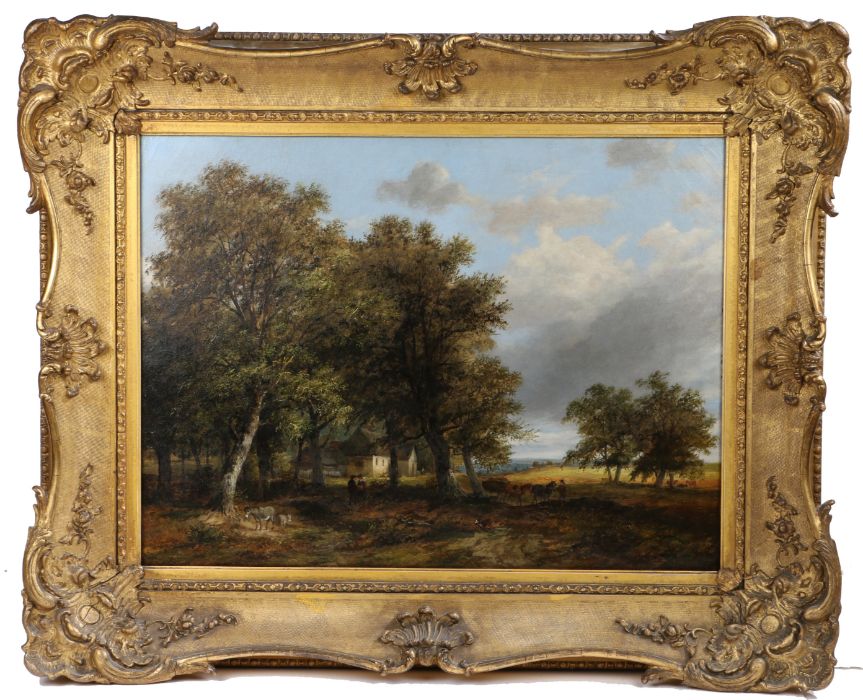 James Stark (British, 1794-1859) Woodland Scene with Figures and Donkeys