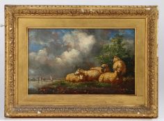 Anthony Sandys (British, 1806-1883) River Landscape with Sheep