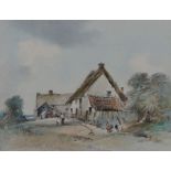 Arthur Edward Davies R.B.A, R.C.A (British, 1893-1988) 'Old Cottages at Hoxne, Suffolk'
