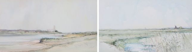Jason Partner L.S.A (British, 1922-2005) 'Blythburgh Across The Estuary' & 'Marshes Near Halvergate'