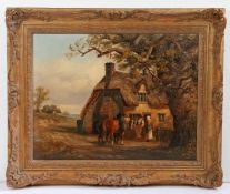 Thomas Smythe (British, 1825-1906) Figures and Horses Before a Cottage