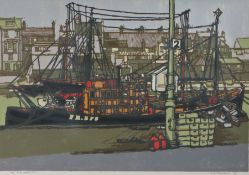 H John Jackson A.R.E, S.W.E (British, Born 1938) 'Fish Wharf 3'