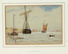 George Stanfield Walters (British, 1838-1924) 'Timber Ships at Gorleston'