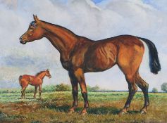 Harry W Potter (British, 20th Century) Mare and Foal