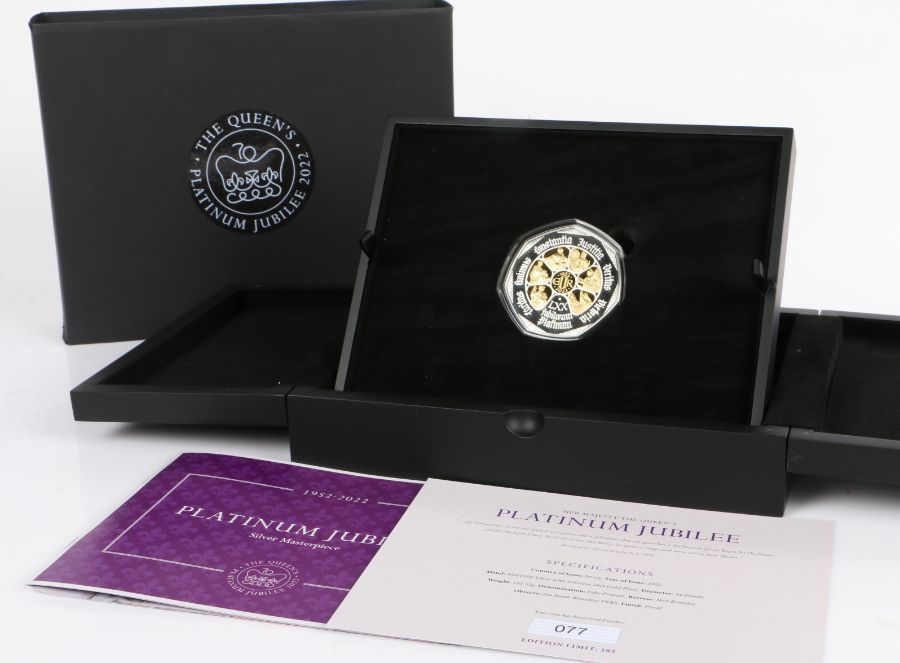 Platinum Jubilee Jersey 2022 silver Proof Fifty Pounds, 155.53g 999/1000 silver